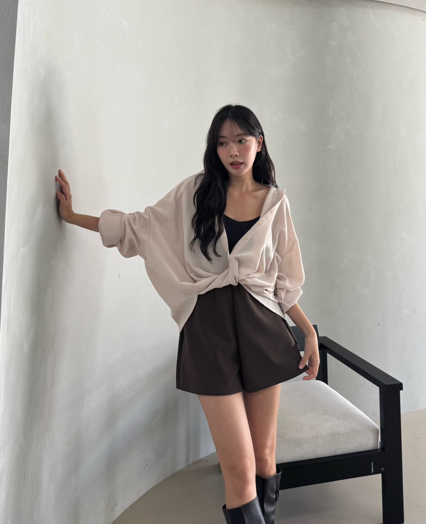 MARIGOLD韓國代購女裝新款推薦人氣真品熱賣襯衫蕾絲衫扭曲MARIGOLD襯衫/蕾絲衫