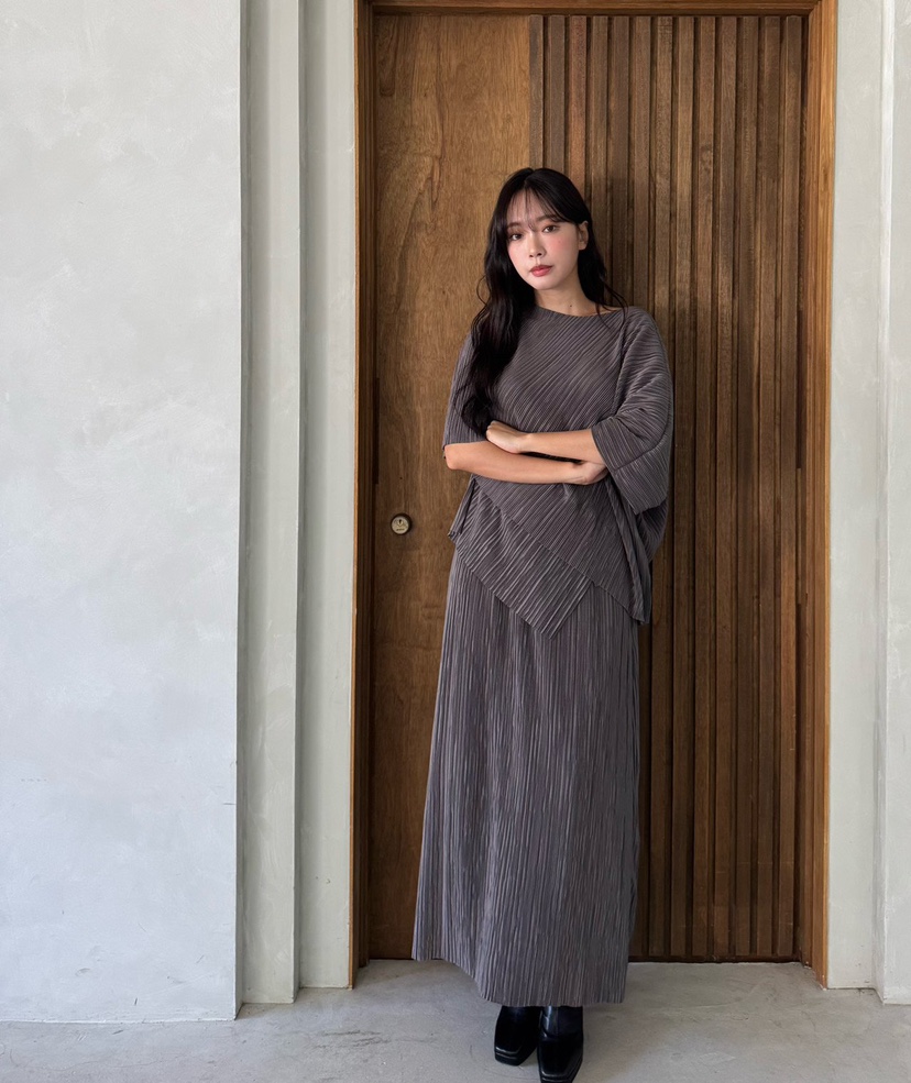 MARIGOLD東大門實拍女裝新款時尚人氣推薦熱賣休閑長裙褶裙MARIGOLD長裙