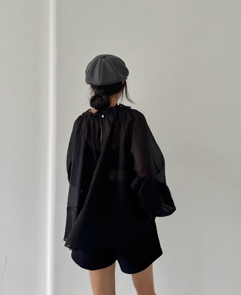 MARIGOLD韓國代購女士新品時尚真品休閑熱賣襯衫蕾絲衫褶邊MARIGOLD襯衫/蕾絲衫