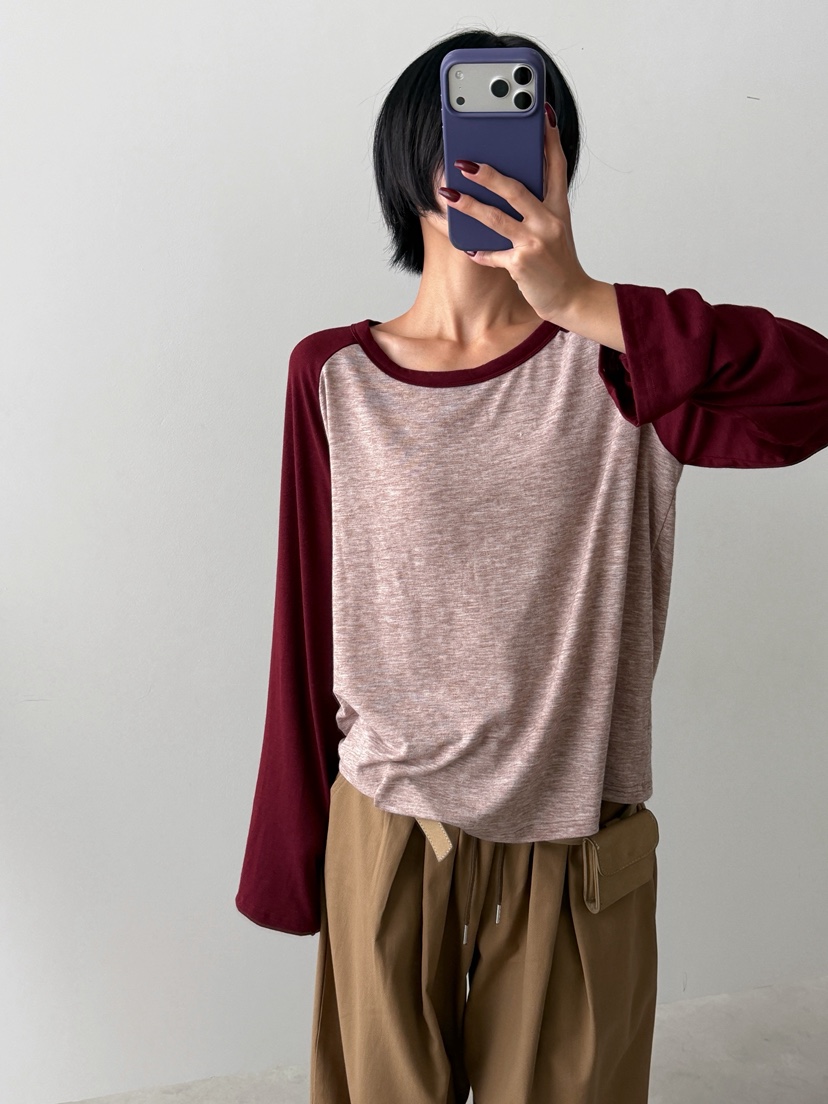 GANESHA東大門實拍女士新品時尚人氣休閑熱賣長袖T恤插肩袖GANESHA長袖T恤