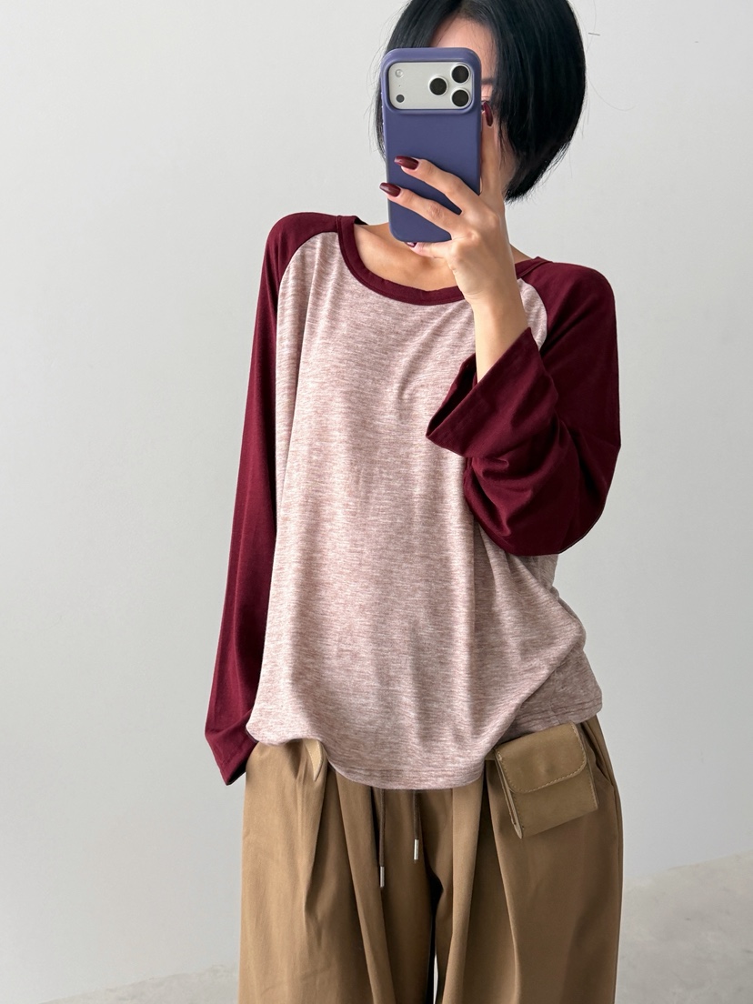 GANESHA東大門實拍女士新品時尚人氣休閑熱賣長袖T恤插肩袖GANESHA長袖T恤圖色1
