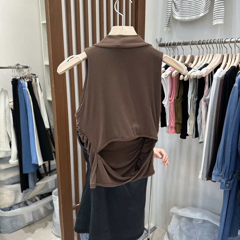 BLOOM-Q東大門直郵女士新品人氣熱賣時尚休閑吊帶背心褶皺J&C/J.BLANC吊帶/背心