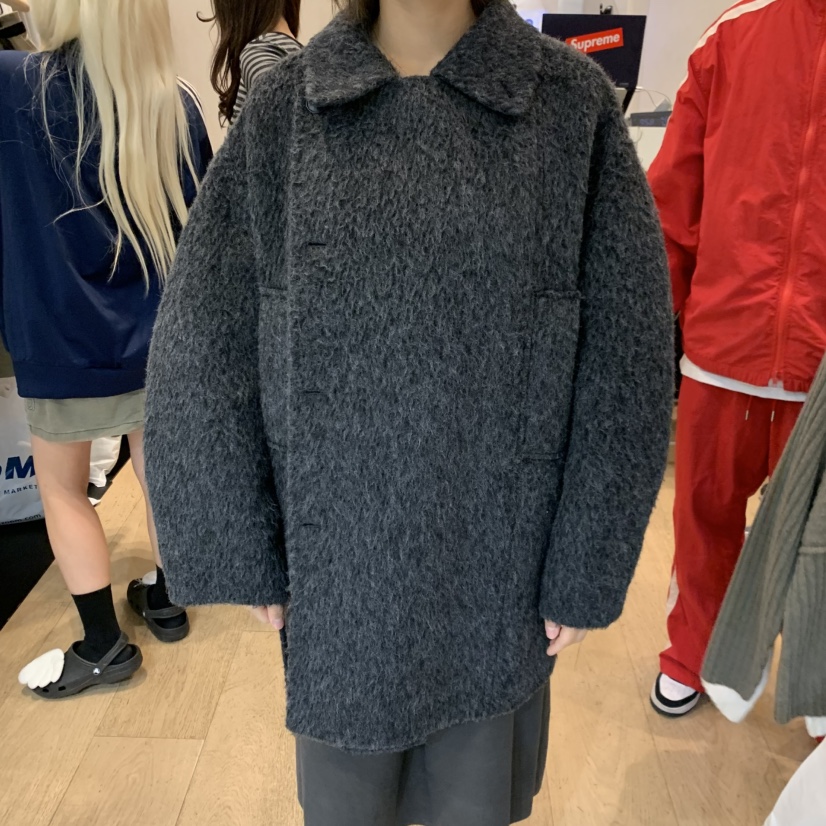 LA MAGIE FEMME韓國代購女裝新款推薦熱賣休閑中長款大衣Lamagie Femme中長款大衣圖色2花灰