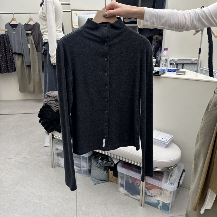 I MFACT韓國代購女裝新品熱賣真品人氣休閑開衫安哥拉紐扣I MFACT開衫圖色4墨色