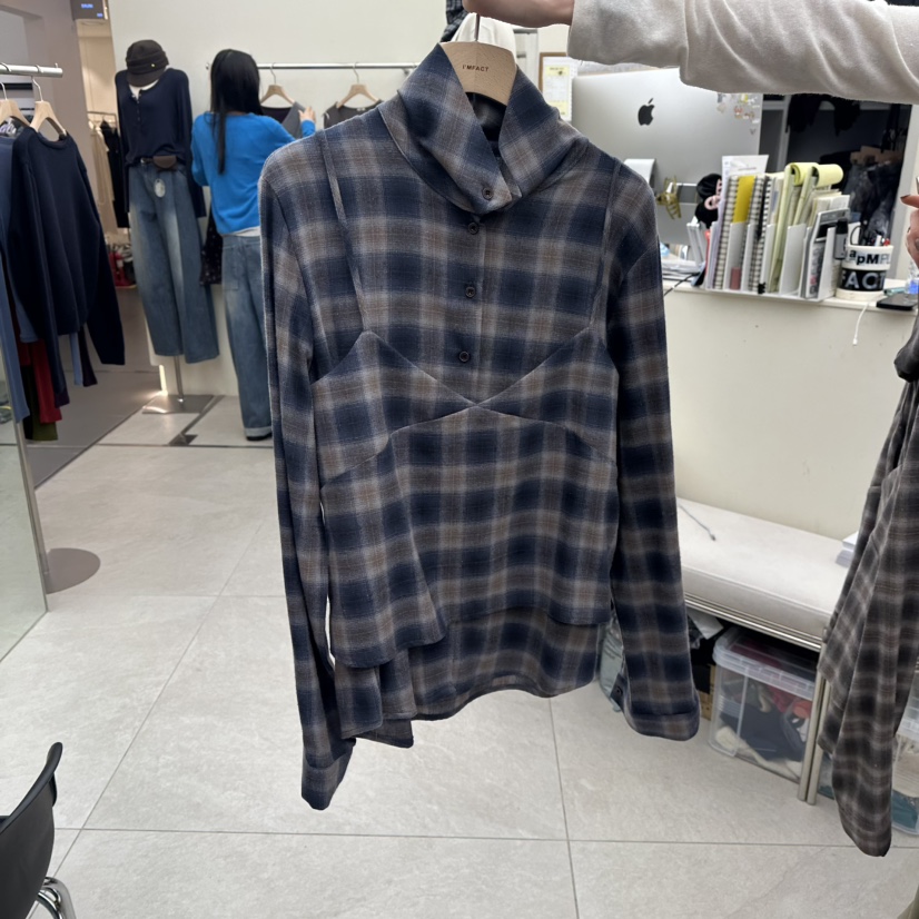 I MFACT東大門代購女裝新品休閑熱賣時尚人氣推薦套裝格子I MFACT套裝圖色2深藍色