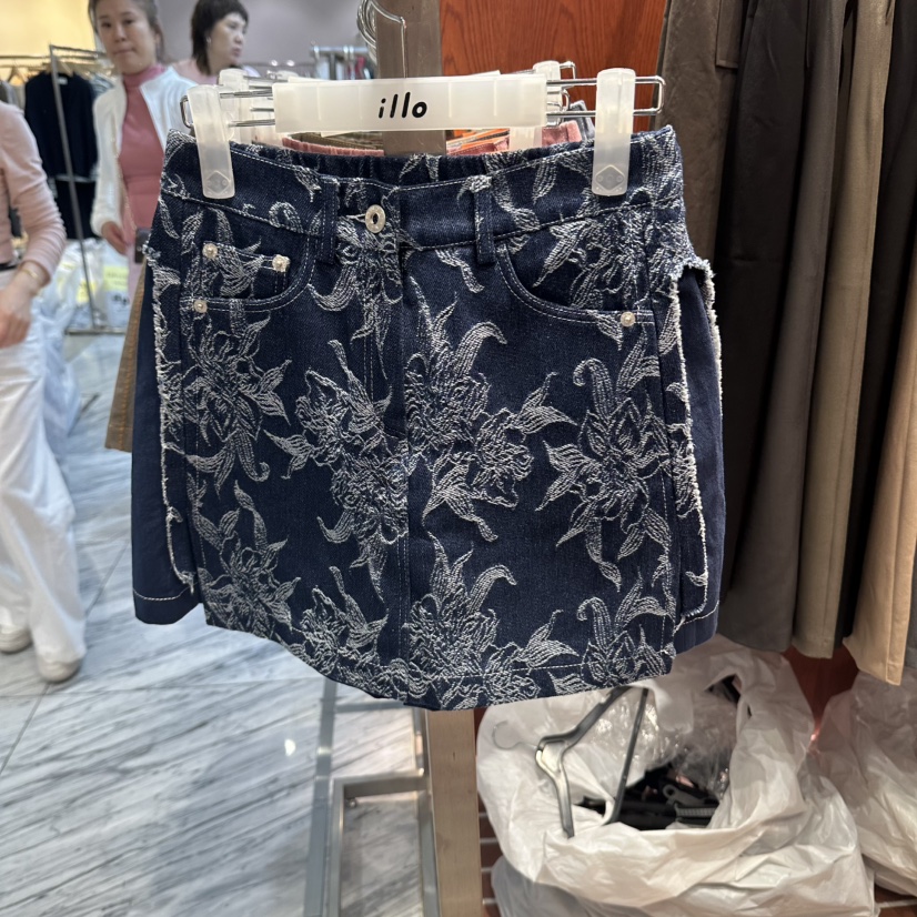 ILLO/MOCI東大門代購女裝新品熱賣休閑時尚人氣裙褲提花ILLO/MOCI裙褲圖色1深藍