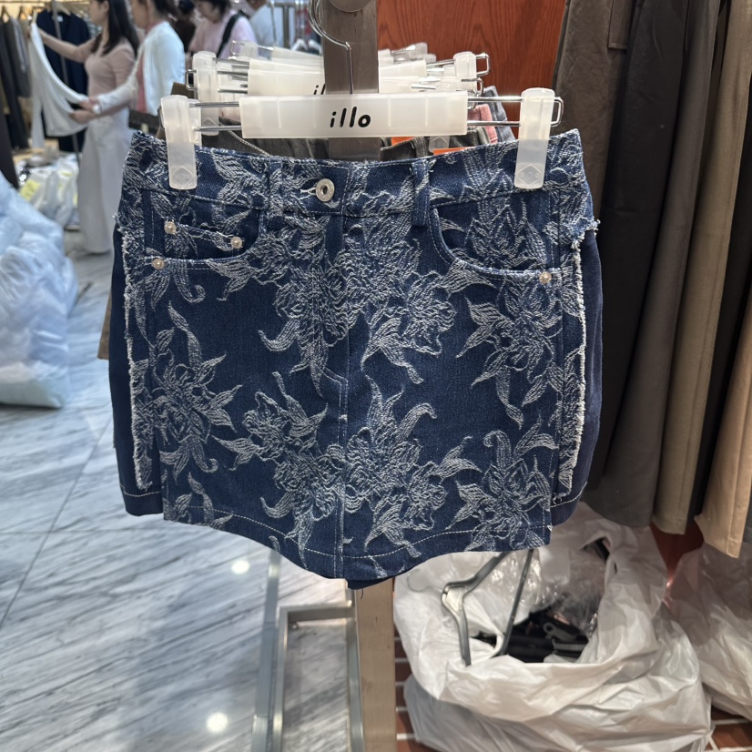 ILLO/MOCI東大門代購女裝新品熱賣休閑時尚人氣裙褲提花ILLO/MOCI裙褲圖色2淺藍