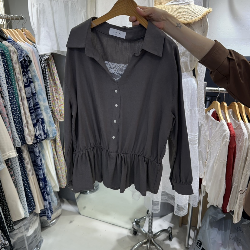BIKINI韓國直郵女裝新品休閑時尚推薦襯衫蕾絲衫不含飾品BIKINI襯衫/蕾絲衫圖色2