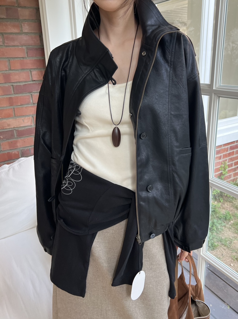 ME MO東大門實拍女裝新款時尚推薦真品休閑人氣皮衣豹紋ME MO皮衣圖色1