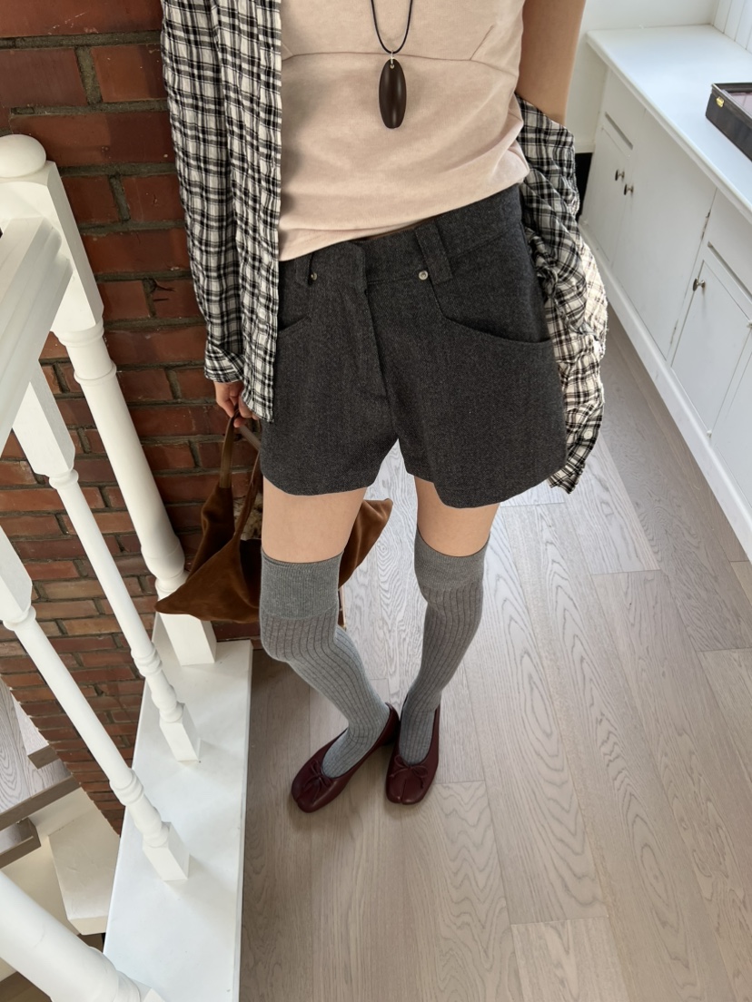 ME MO東大門代購女士新款時尚真品人氣休閑熱賣短褲人字紋ME MO短褲