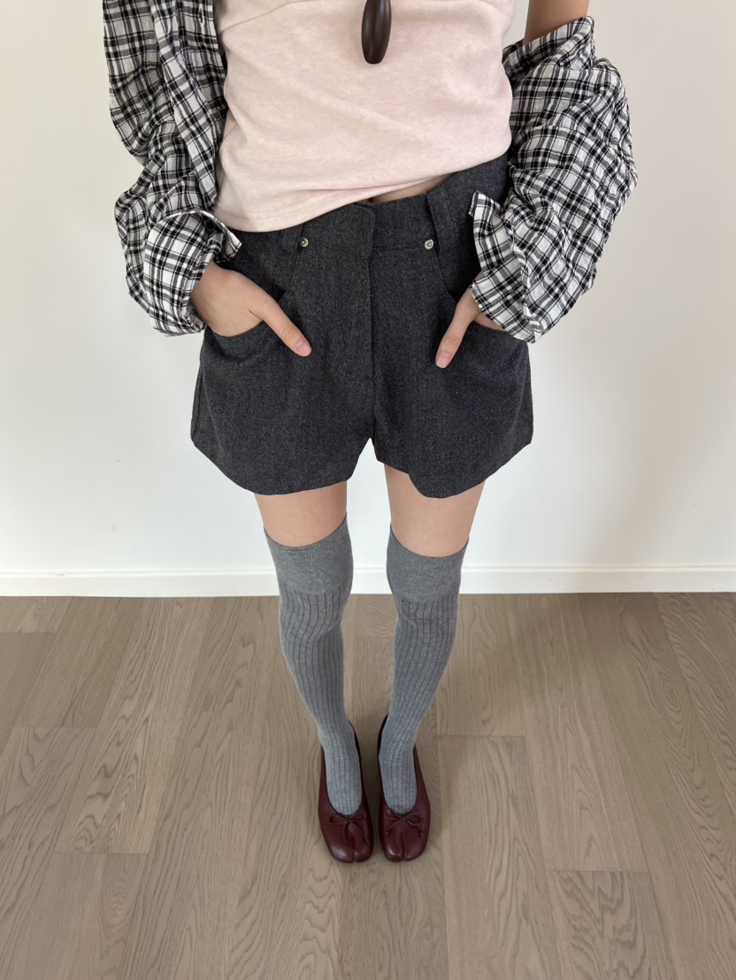 ME MO東大門代購女士新款時尚真品人氣休閑熱賣短褲人字紋ME MO短褲
