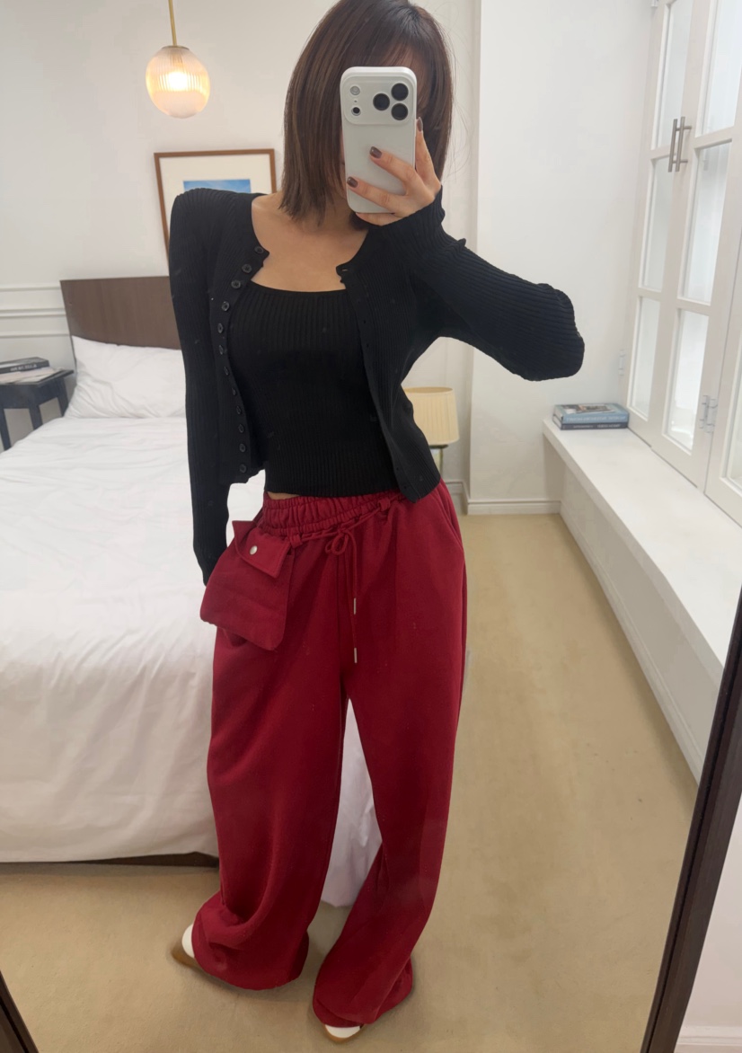 ODD FOCOUS東大門實拍女裝新款推薦休閑人氣休閑褲口袋毛圈ODD FOCOUS休閑褲
