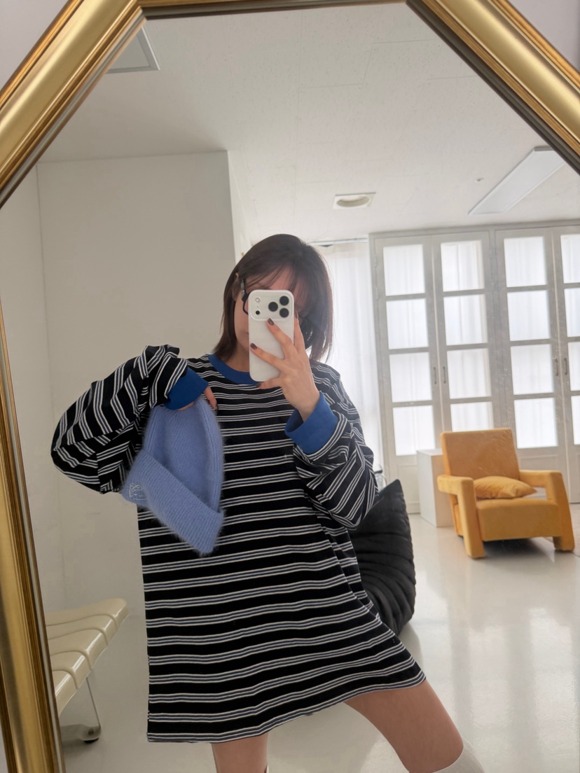 ODD FOCOUS東大門代購女士新款休閑熱賣長袖T恤寬松條紋ODD FOCOUS長袖T恤