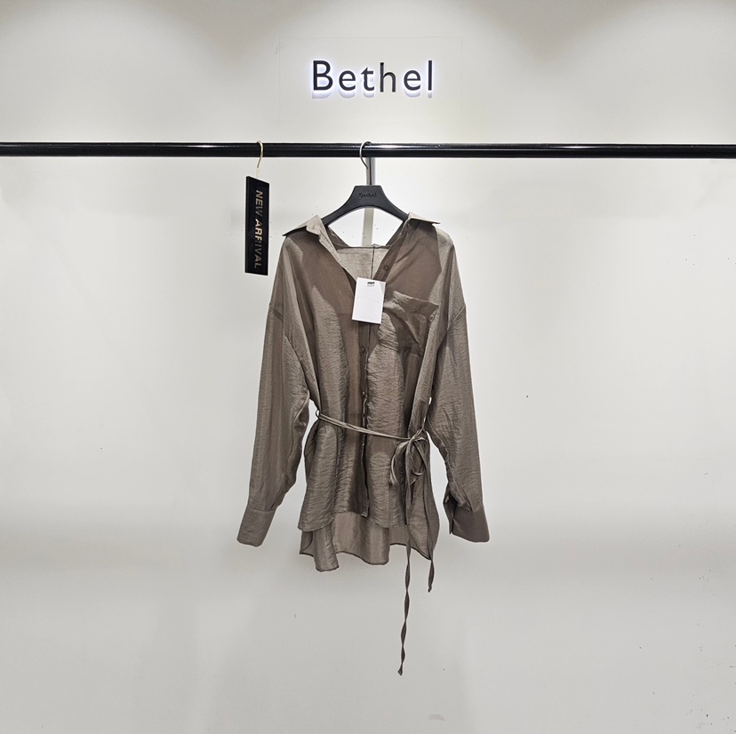 BETHEL東大門實拍女裝新品休閑推薦襯衫蕾絲衫含腰繩腰帶Bethel襯衫/蕾絲衫圖色3