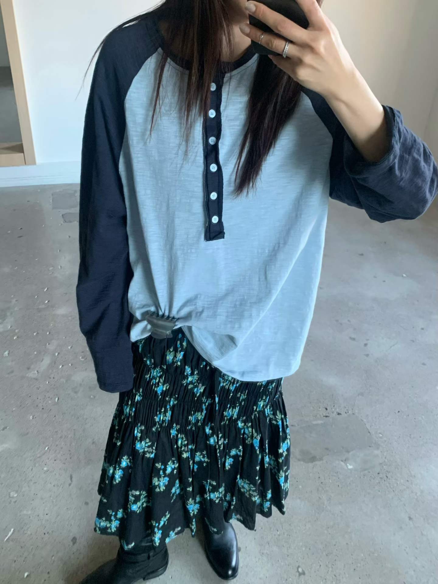 ASCENT東大門直郵女裝新品休閑人氣時尚長袖T恤插肩袖復古ASCENT長袖T恤圖色3