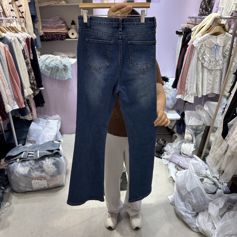 MS東大門代購女裝新品休閑人氣熱賣時尚真品推薦牛仔褲絲帶MS牛仔褲