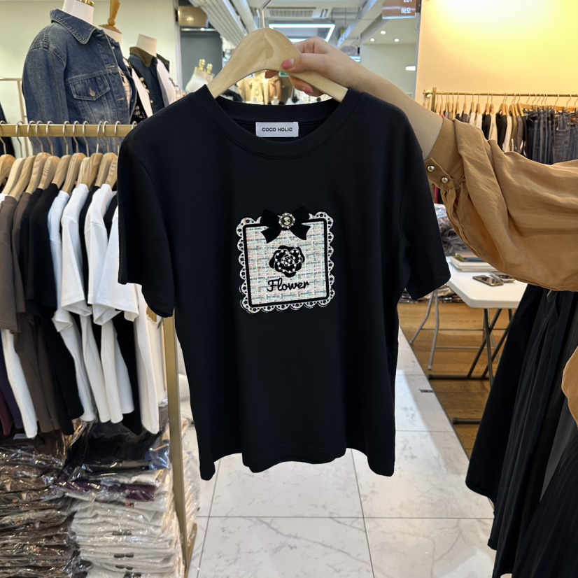 COCO HOLIC東大門代購女士新款推薦休閑真品熱賣T恤絲帶COCO HOLICT恤圖色3