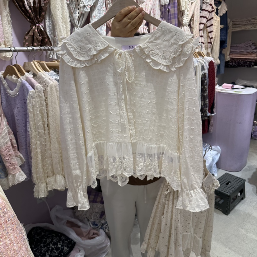 MS韓國直郵女士新品人氣熱賣時尚推薦真品休閑襯衫蕾絲衫MS襯衫/蕾絲衫圖色1