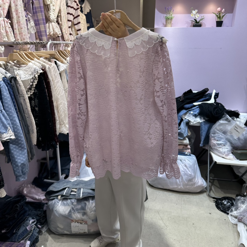 MS東大門實拍女裝新款推薦熱賣休閑真品人氣時尚襯衫蕾絲衫MS襯衫/蕾絲衫