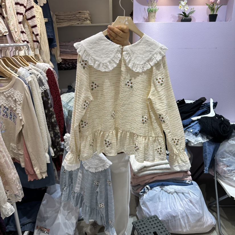 MS韓國代購女裝新品時尚人氣休閑真品推薦熱賣襯衫蕾絲衫MS襯衫/蕾絲衫