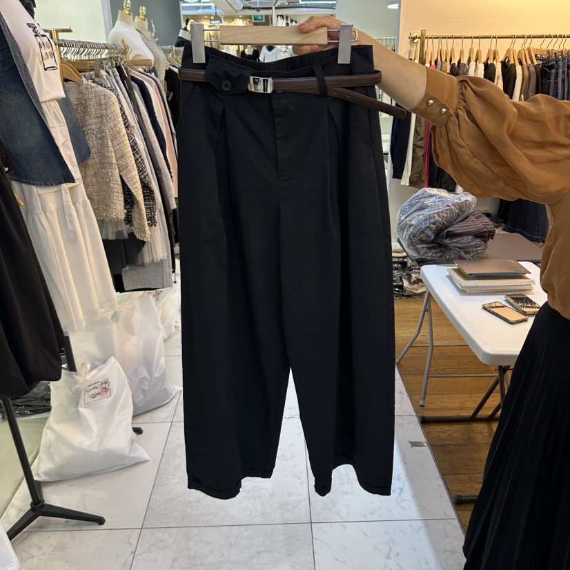 COCO HOLIC東大門代購女裝新品熱賣休閑褲不含腰帶口袋棉質COCO HOLIC休閑褲圖色3黑色