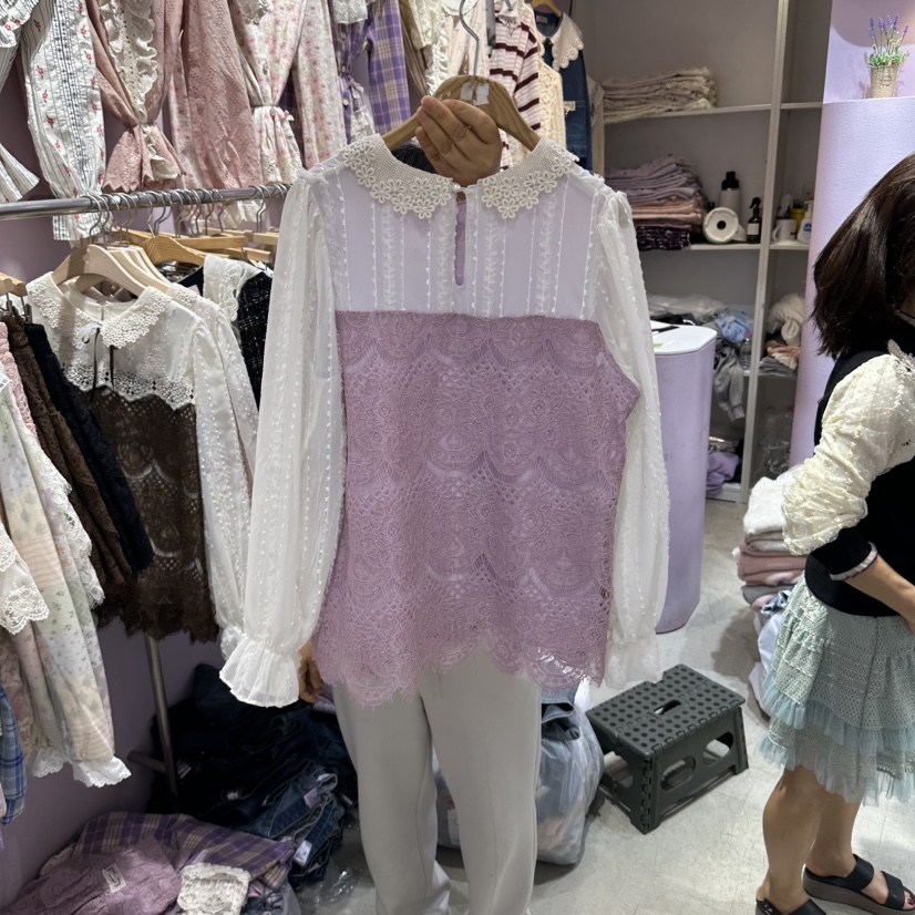 MS韓國直郵女士新款休閑熱賣真品時尚推薦人氣襯衫蕾絲衫MS襯衫/蕾絲衫
