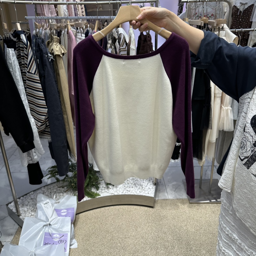VIRUS韓國代購女士新品真品推薦休閑熱賣時尚人氣針織衫撞色VIRUS針織衫