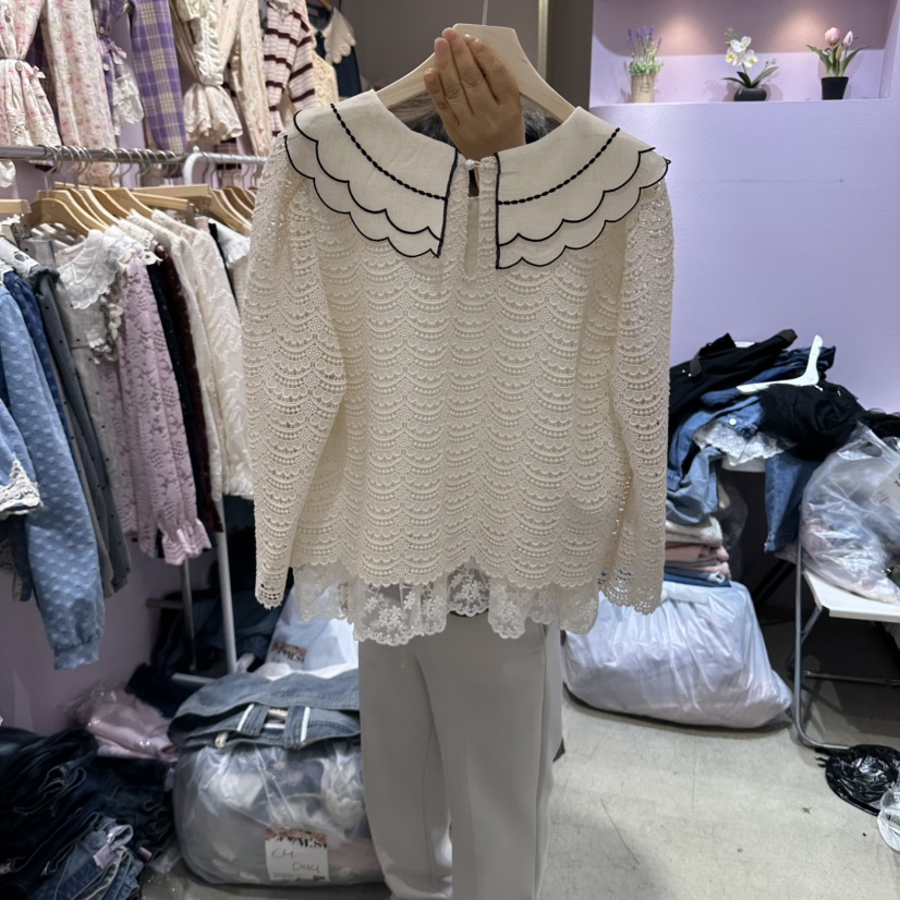 MS東大門實拍女士新品熱賣真品人氣推薦時尚休閑襯衫蕾絲衫MS襯衫/蕾絲衫