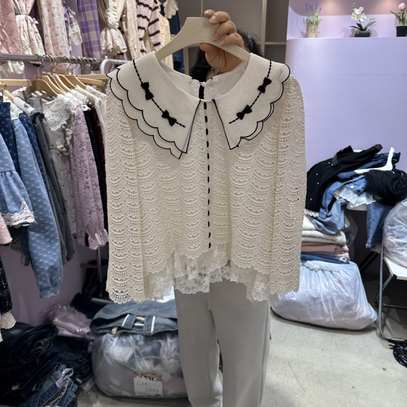 MS東大門實拍女士新品熱賣真品人氣推薦時尚休閑襯衫蕾絲衫MS襯衫/蕾絲衫圖色1
