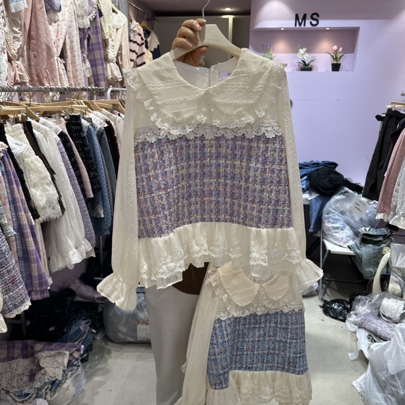 MS東大門代購女士新品真品休閑推薦時尚熱賣襯衫蕾絲衫撞色MS襯衫/蕾絲衫圖色2