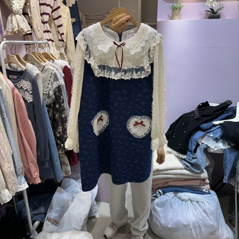 MS韓國代購女裝新品推薦熱賣人氣真品時尚休閑連衣裙假兩件MS連衣裙圖色2