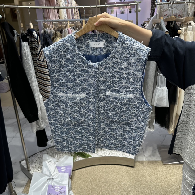 VIRUS東大門直郵女裝新款熱賣推薦休閑人氣真品時尚馬甲緞帶VIRUS馬甲圖色1灰色