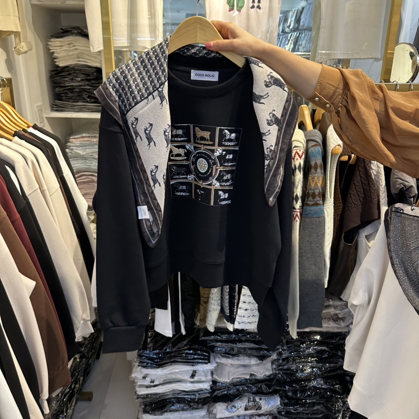 COCO HOLIC東大門直郵女裝新品推薦熱賣真品休閑時尚衛衣COCO HOLIC衛衣圖色5黑色
