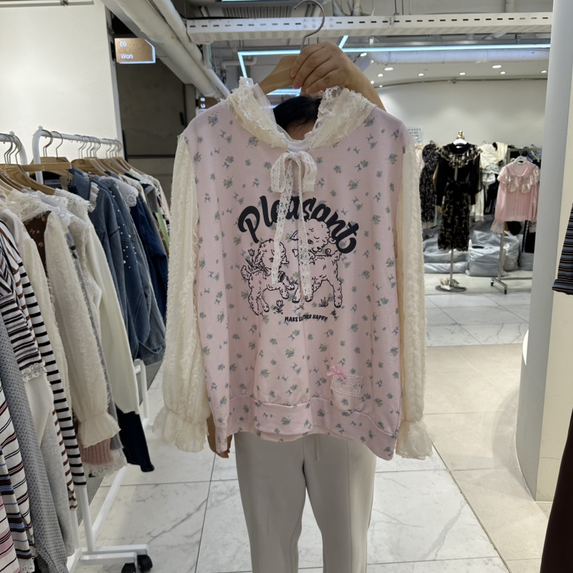 MS韓國直郵女士新款休閑推薦真品人氣時尚熱賣襯衫蕾絲衫MS襯衫/蕾絲衫圖色1