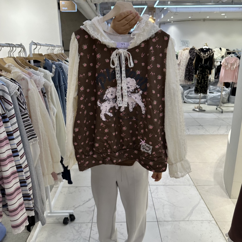MS韓國直郵女士新款休閑推薦真品人氣時尚熱賣襯衫蕾絲衫MS襯衫/蕾絲衫圖色3