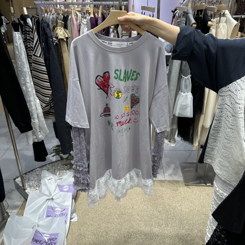 VIRUS韓國代購女士新品推薦時尚休閑真品人氣長袖T恤假兩件VIRUS長袖T恤圖色1