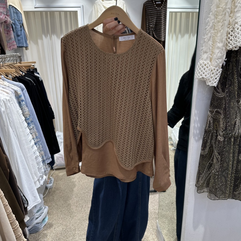 BELITA韓國代購女士新品時尚人氣襯衫蕾絲衫不含項鏈雙層BELITA襯衫/蕾絲衫圖色2
