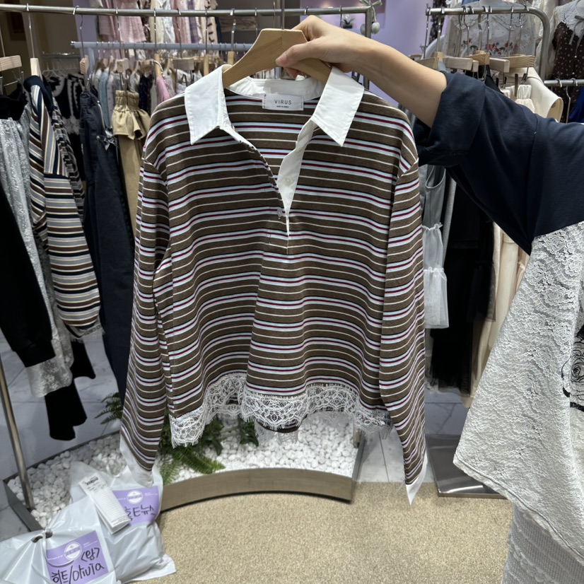 VIRUS東大門實拍女士新品推薦人氣時尚真品熱賣休閑長袖T恤VIRUS長袖T恤圖色2