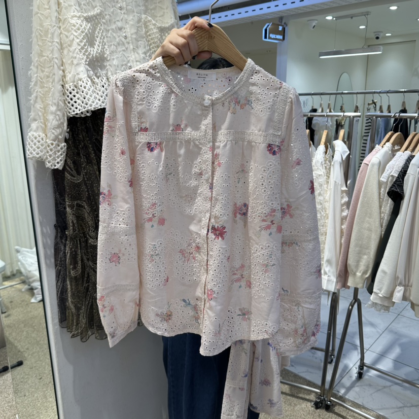 BELITA東大門實拍女士新款休閑時尚真品推薦襯衫蕾絲衫刺繡BELITA襯衫/蕾絲衫圖色1粉色