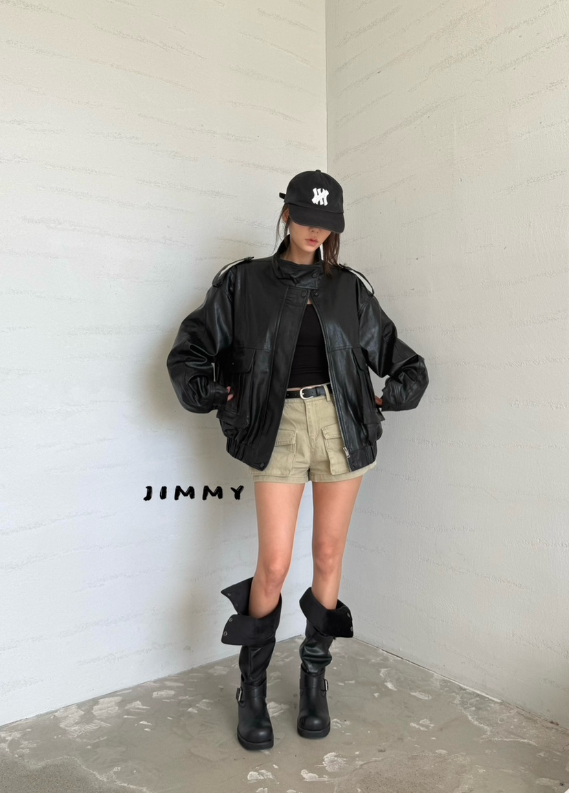 JIMMY韓國直郵女裝新款時尚休閑人氣熱賣真品推薦皮衣皮革JIMMY/REMAKE皮衣