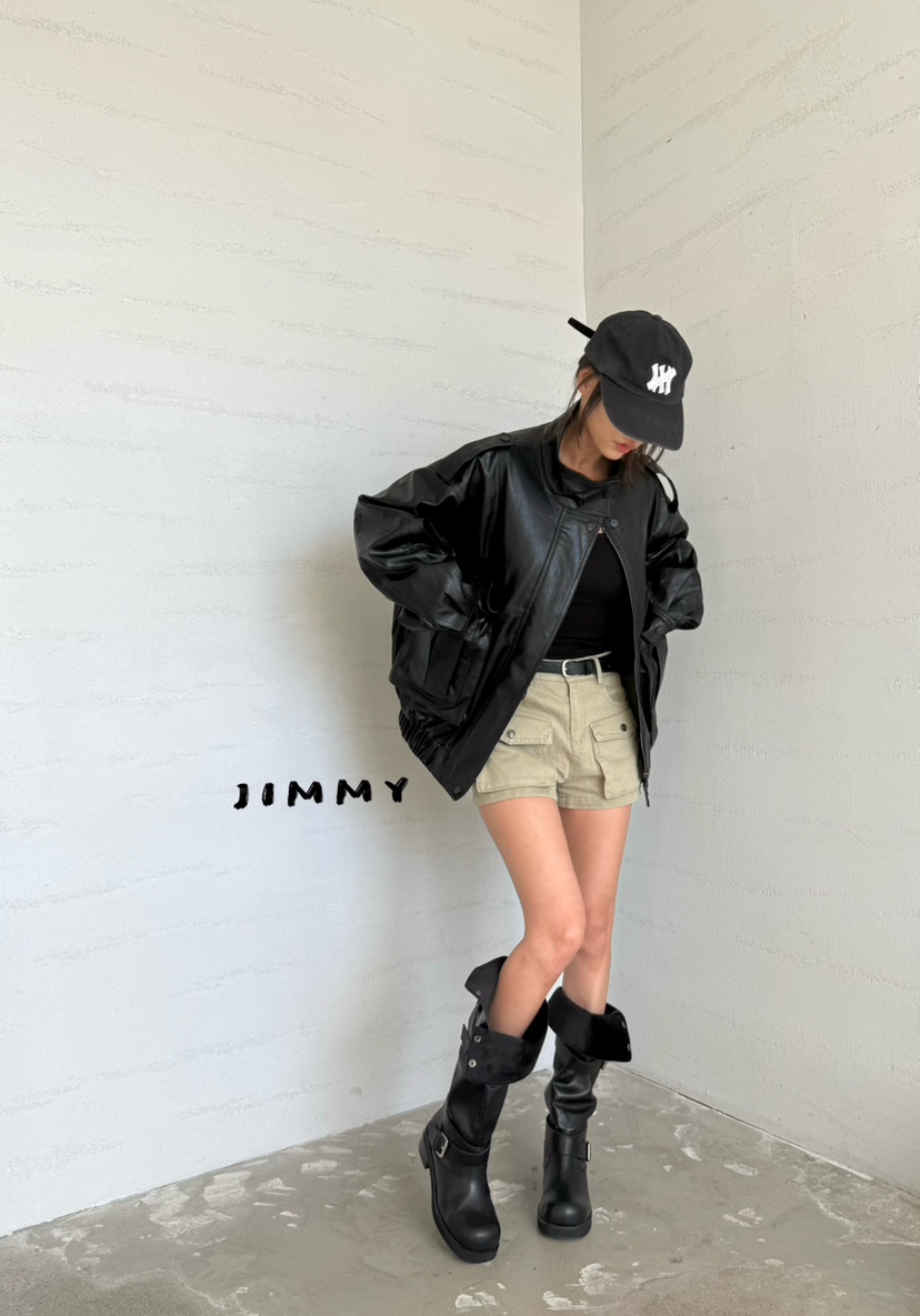 JIMMY韓國直郵女裝新款時尚休閑人氣熱賣真品推薦皮衣皮革JIMMY/REMAKE皮衣
