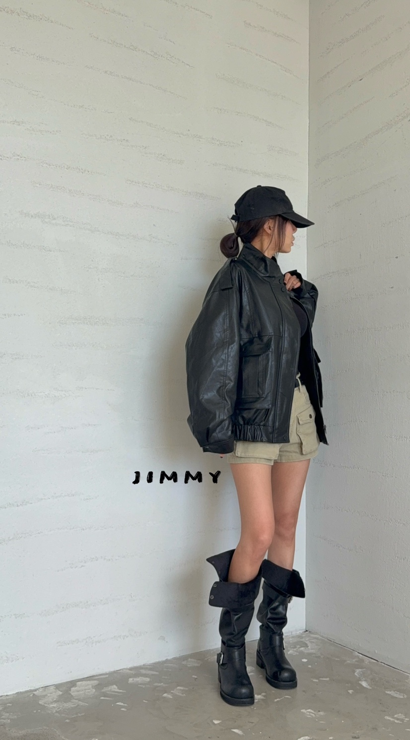 JIMMY韓國直郵女裝新款時尚休閑人氣熱賣真品推薦皮衣皮革JIMMY/REMAKE皮衣