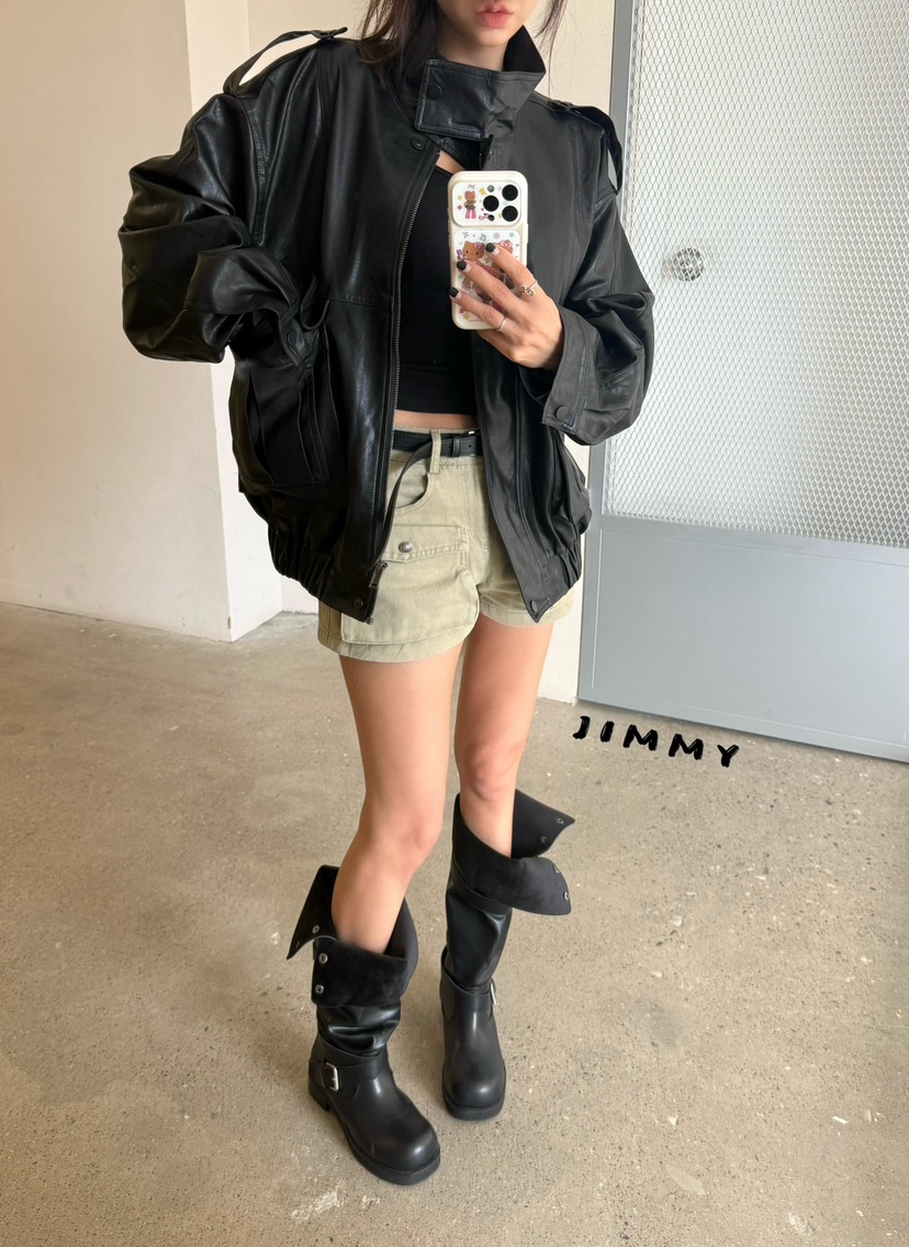 JIMMY韓國直郵女裝新款時尚休閑人氣熱賣真品推薦皮衣皮革JIMMY/REMAKE皮衣