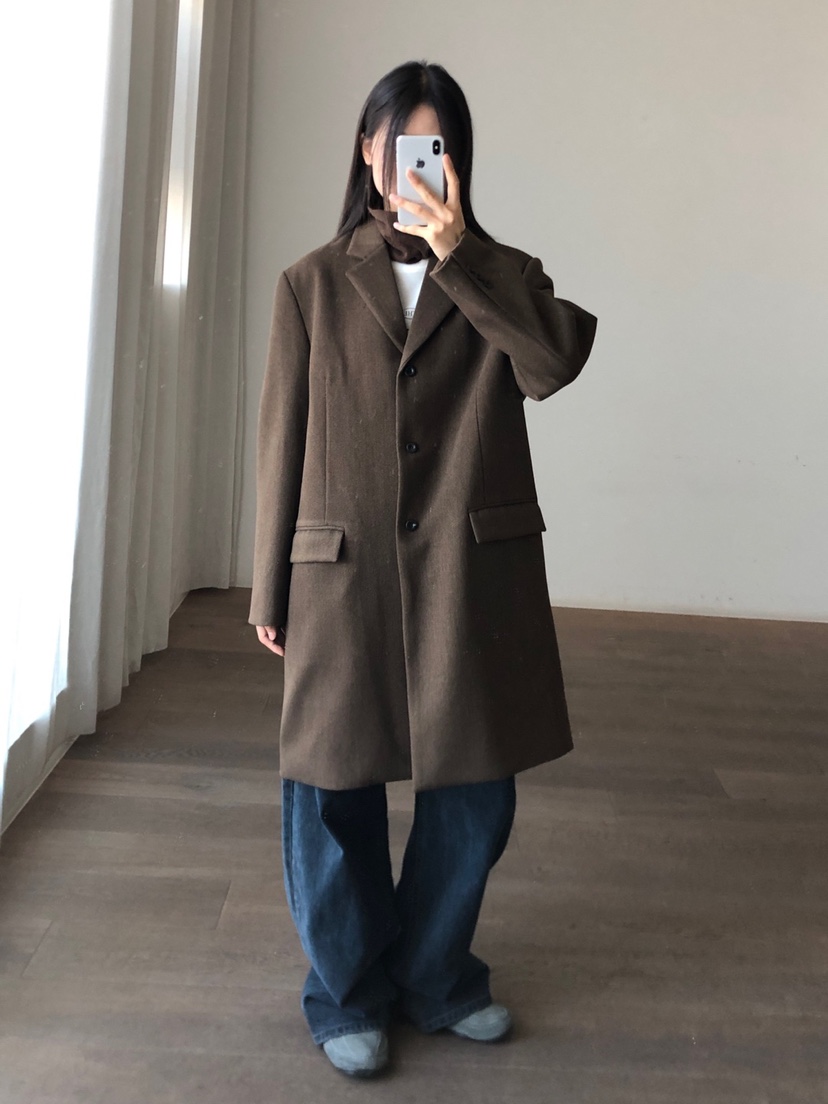 THE EYL東大門實拍女士新款時尚推薦人氣中長款大衣寬松THE EYL中長款大衣