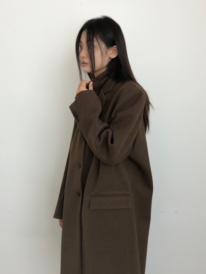 THE EYL東大門實拍女士新款時尚推薦人氣中長款大衣寬松THE EYL中長款大衣