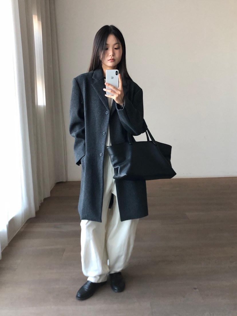 THE EYL東大門實拍女士新款時尚推薦人氣中長款大衣寬松THE EYL中長款大衣
