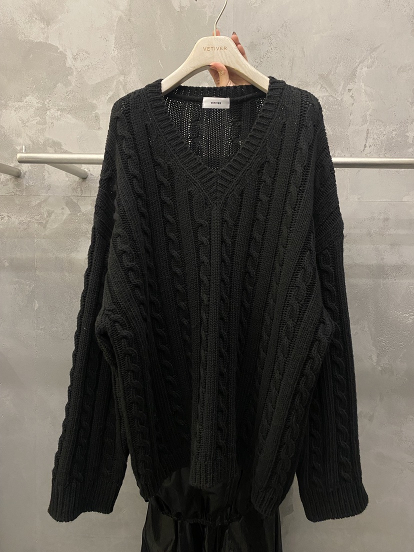 THE VETIVER-A東大門代購女士新款推薦休閑熱賣毛衣V領VETIVER毛衣圖色2黑色