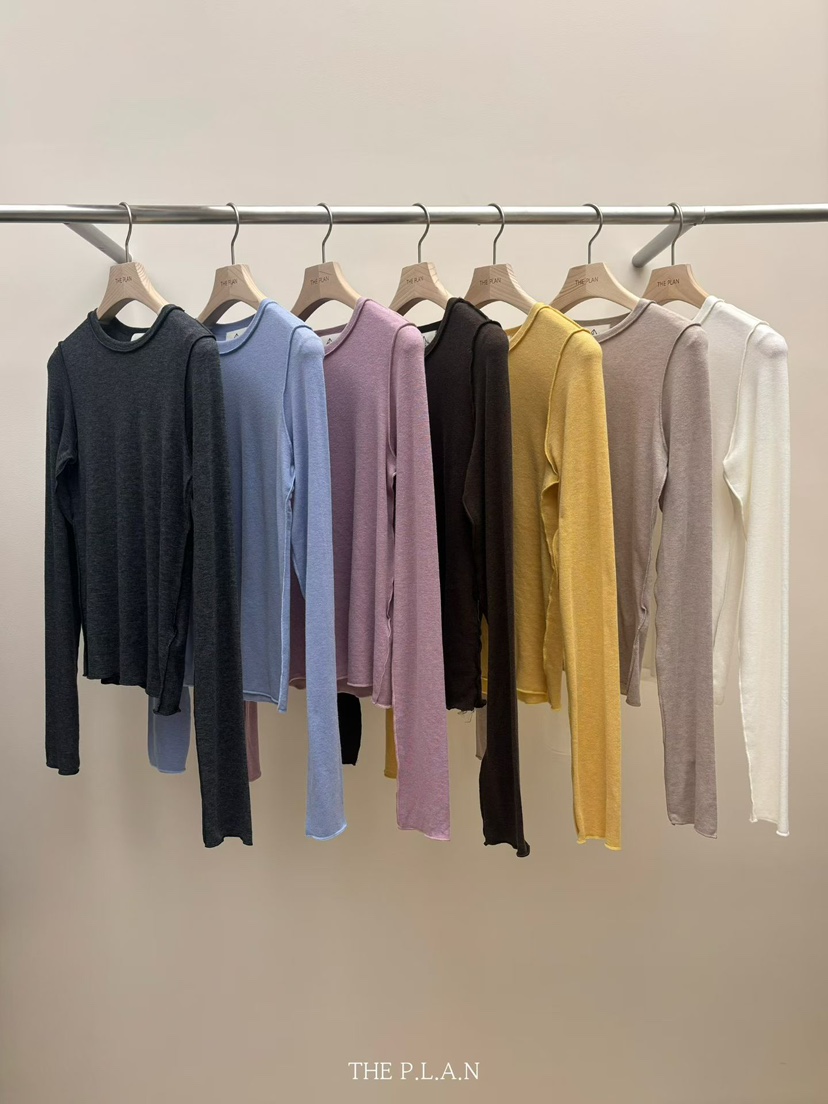 THEPLAN韓國代購女士新款時尚真品休閑人氣熱賣推薦長袖T恤THE PLAN長袖T恤圖色2左二色