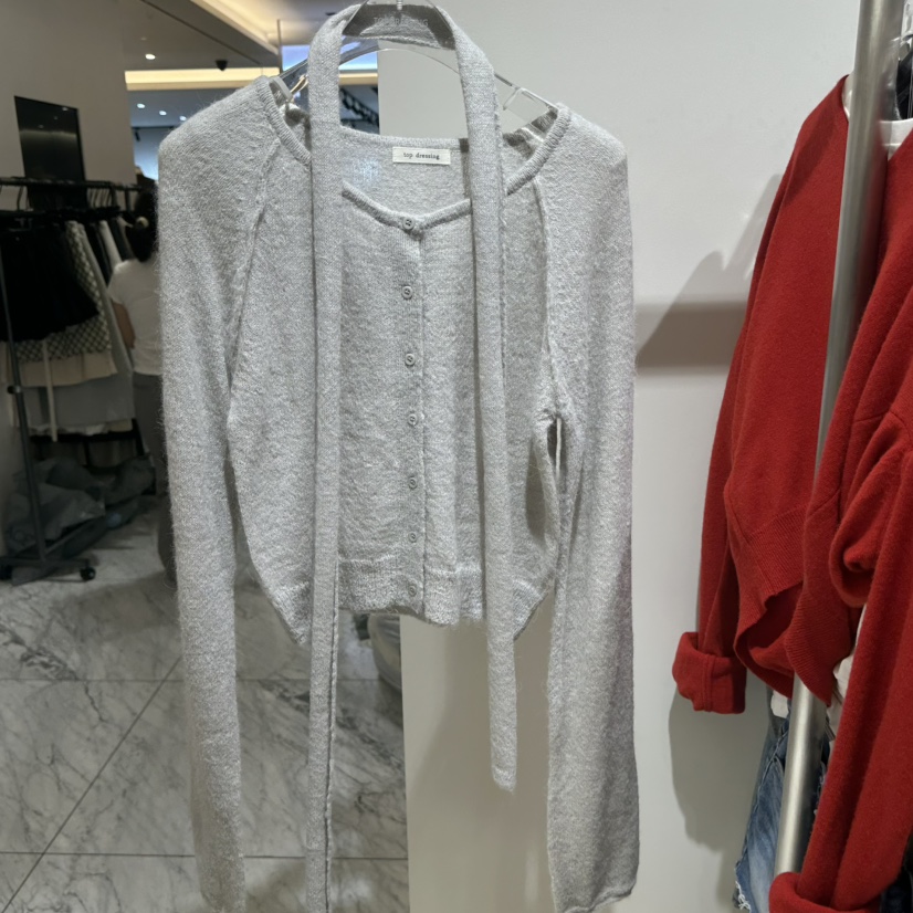 TOPDRESSING東大門直郵女士新品休閑人氣開衫含脖帶圍巾開衫TOPDRESSING開衫圖色3