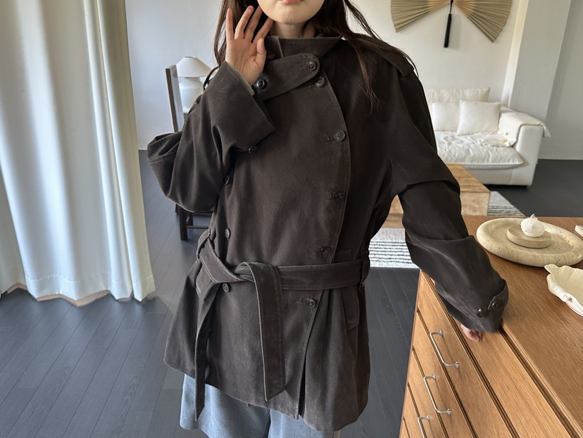 NDE韓國代購女裝新品休閑時尚推薦真品人氣夾克含腰帶麂皮BOHEME_NDE夾克